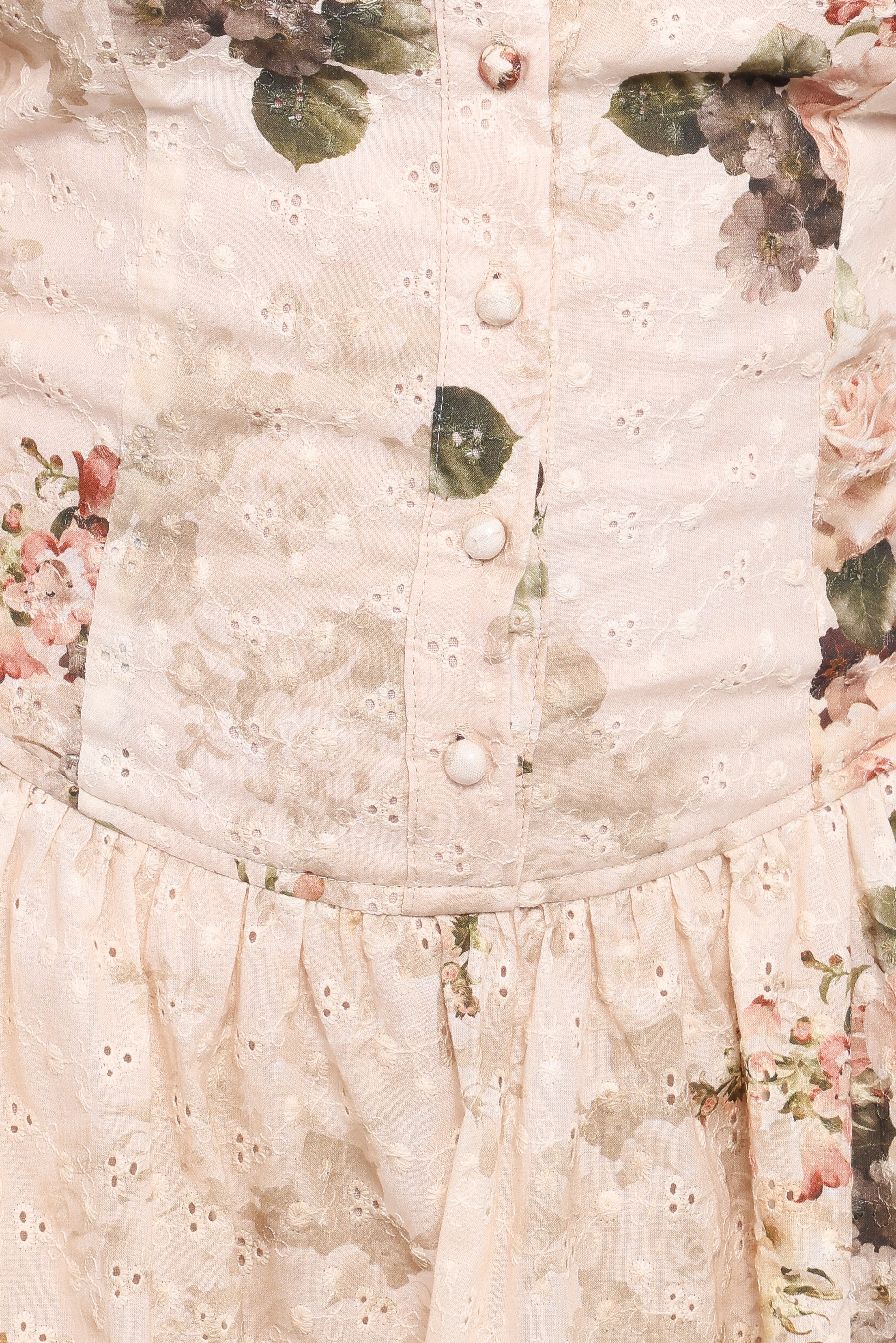 Greta Long Sleeve Romper - Beige Floral