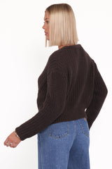 Henderson Thick Knit Cardigan - Brown
