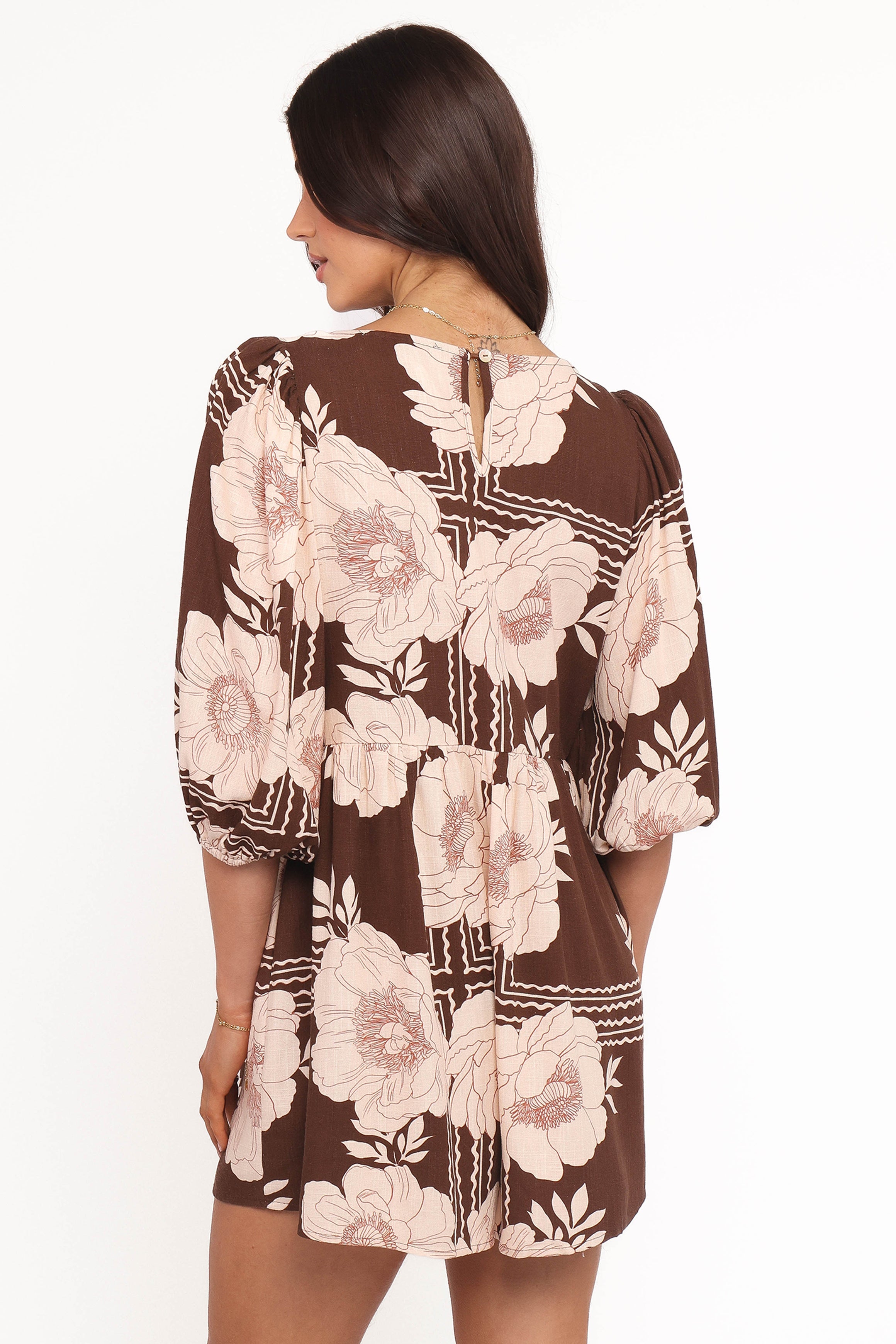 Henley Playsuit - Brown Floral