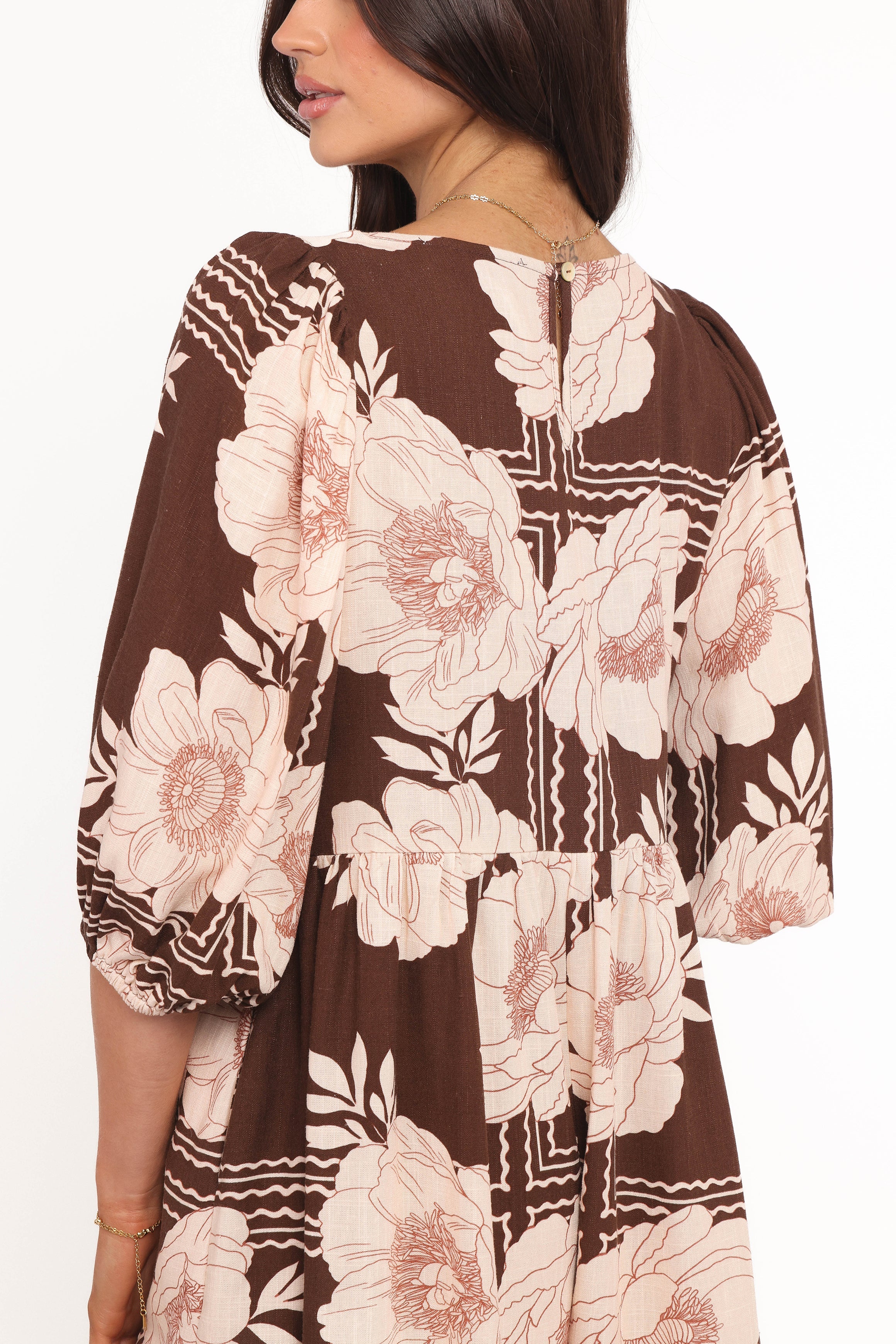 Henley Playsuit - Brown Floral
