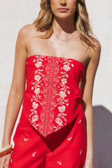 Ilara Strapless Top - Red Floral