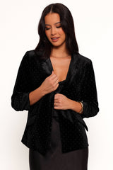 Inka All over Rhinestone Velvet Blazer - Black