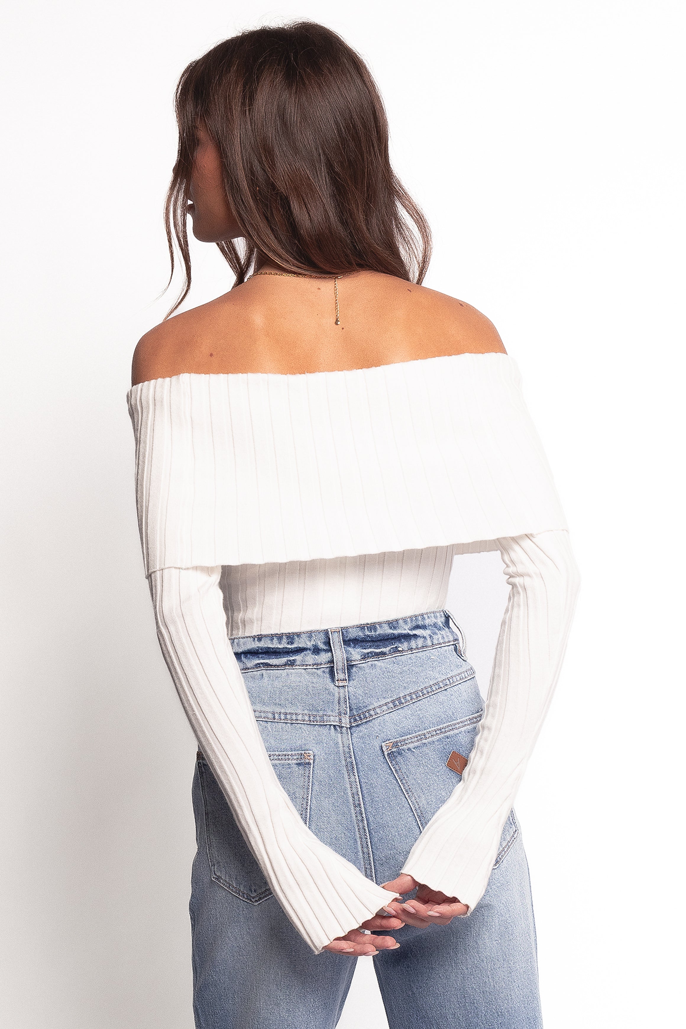 Inora Off Shoulder Knit Top - White
