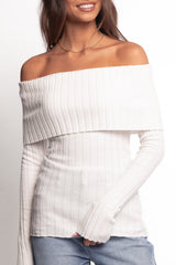 Inora Off Shoulder Knit Top - White