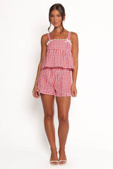 Isidore Gingham Short Set - Red