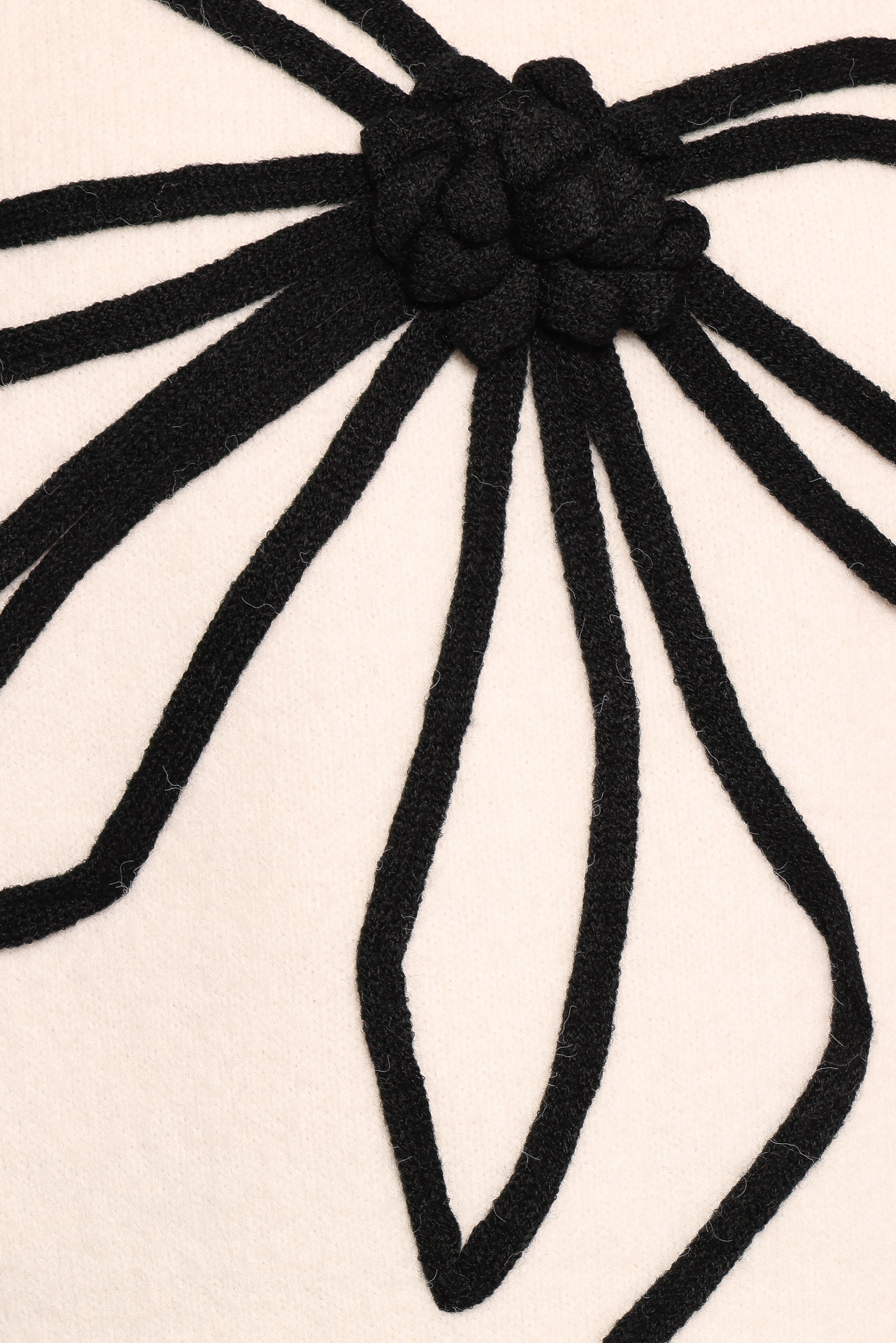 Isiora Bow Embroidered Knit Sweater - Cream