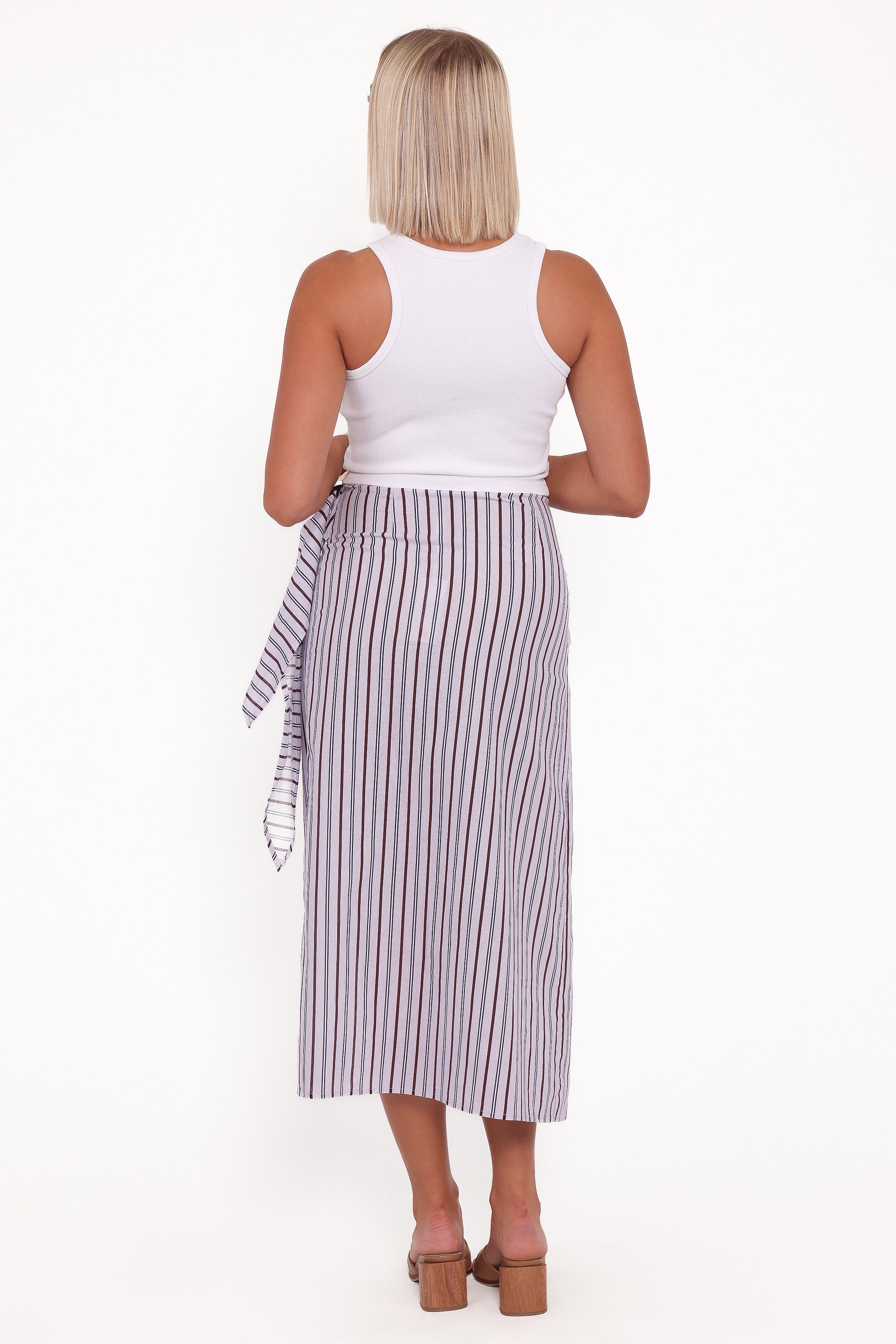 Jacey Wrap Midi Skirt - Midnight Stripe