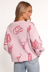 Jax Western Knit Sweater - Pink