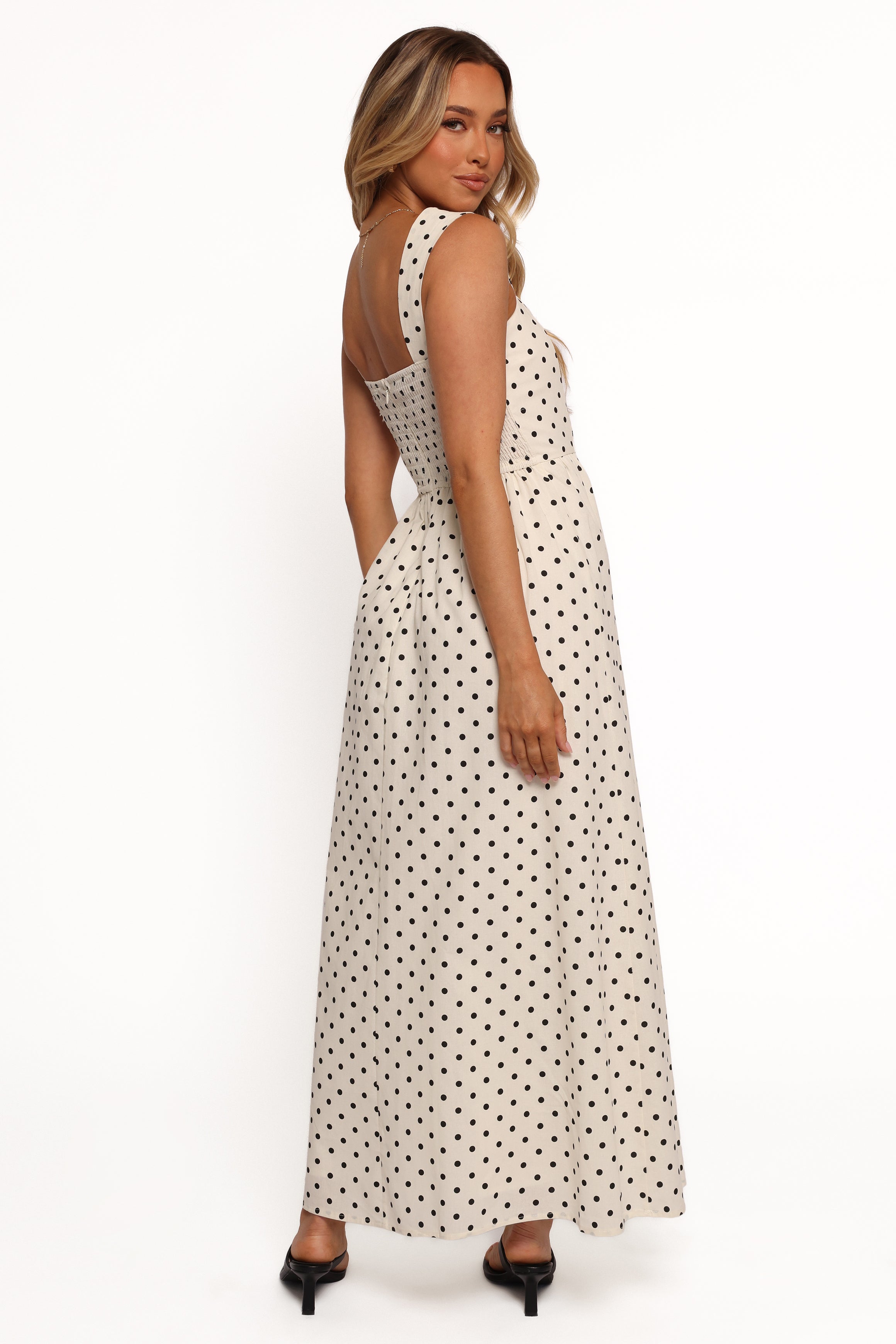 Jenni Maxi Dress - White Polka Dot