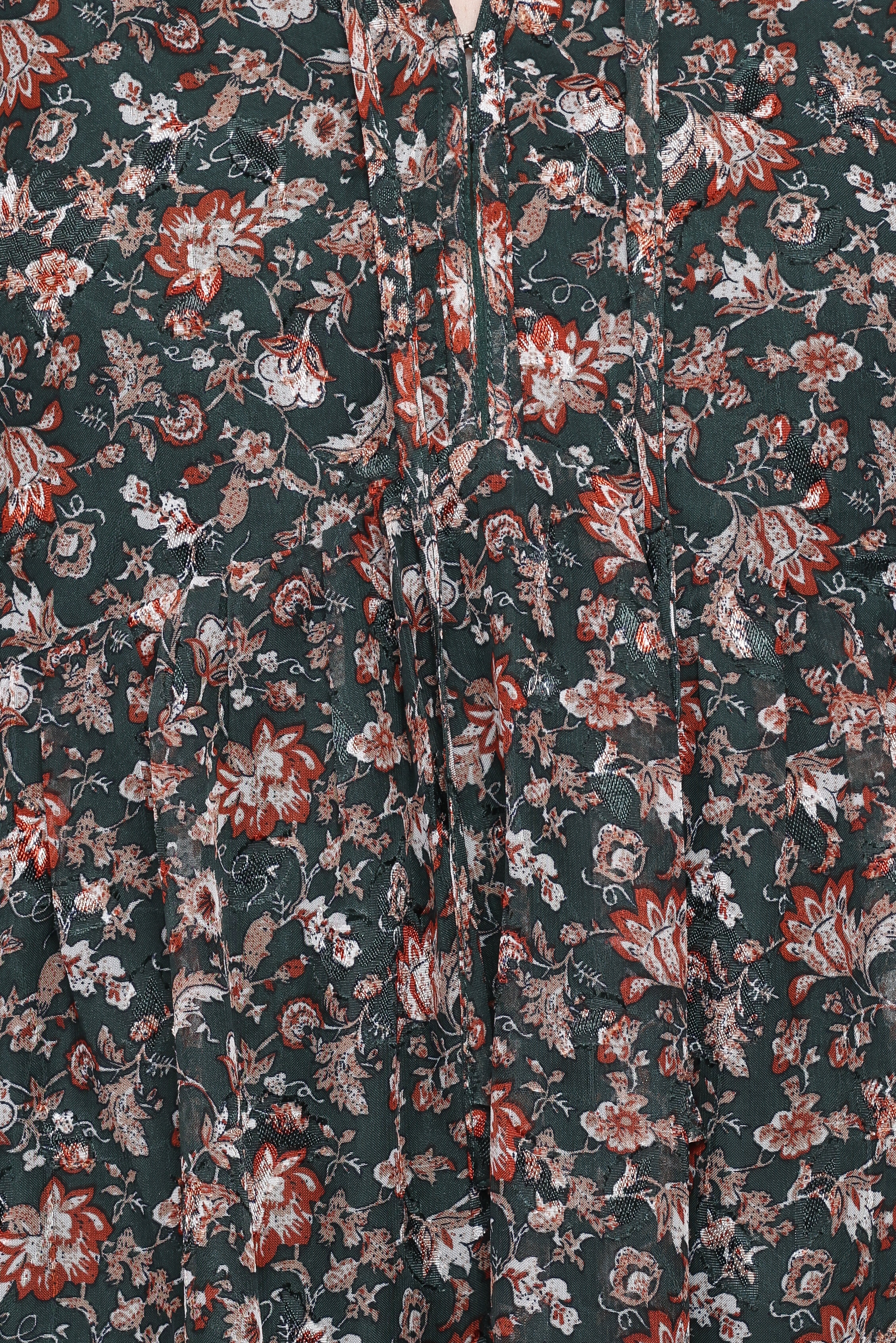 Jinny Long Sleeve Mini Dress - Dark Green/Multi