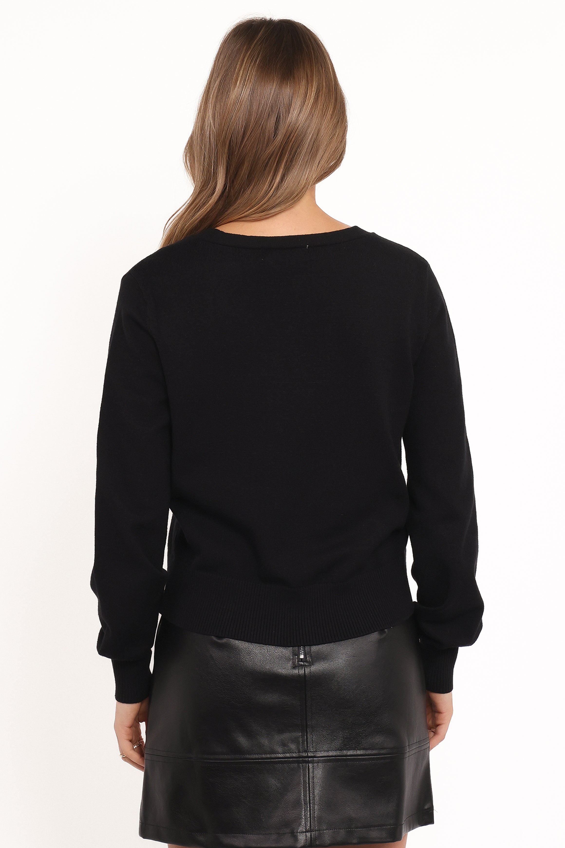 Josey Bow Button Cardigan - Black