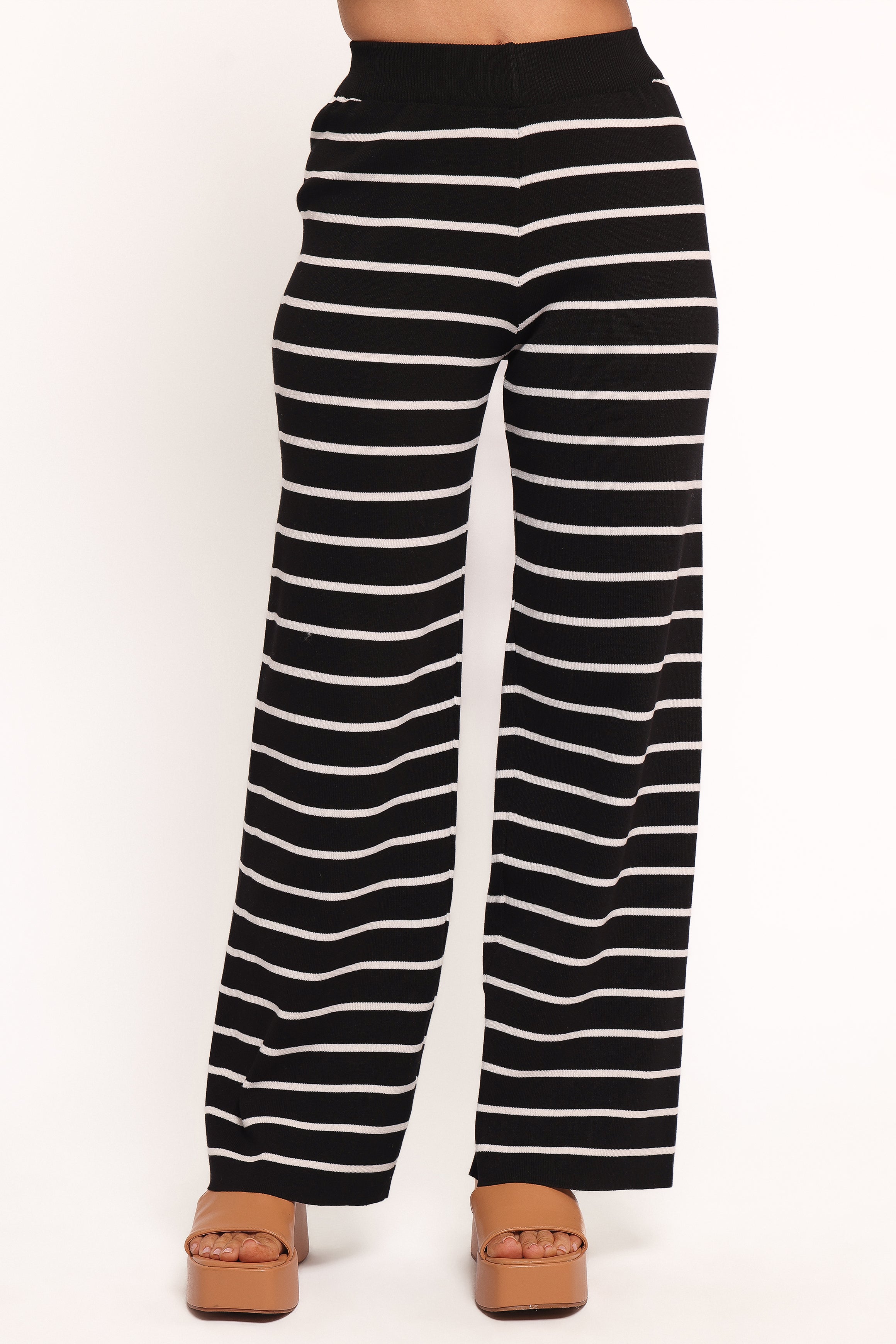 Juna Knitted Pant Set - Black White Stripe