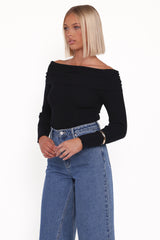 Junia Tie Back Knit Top - Black