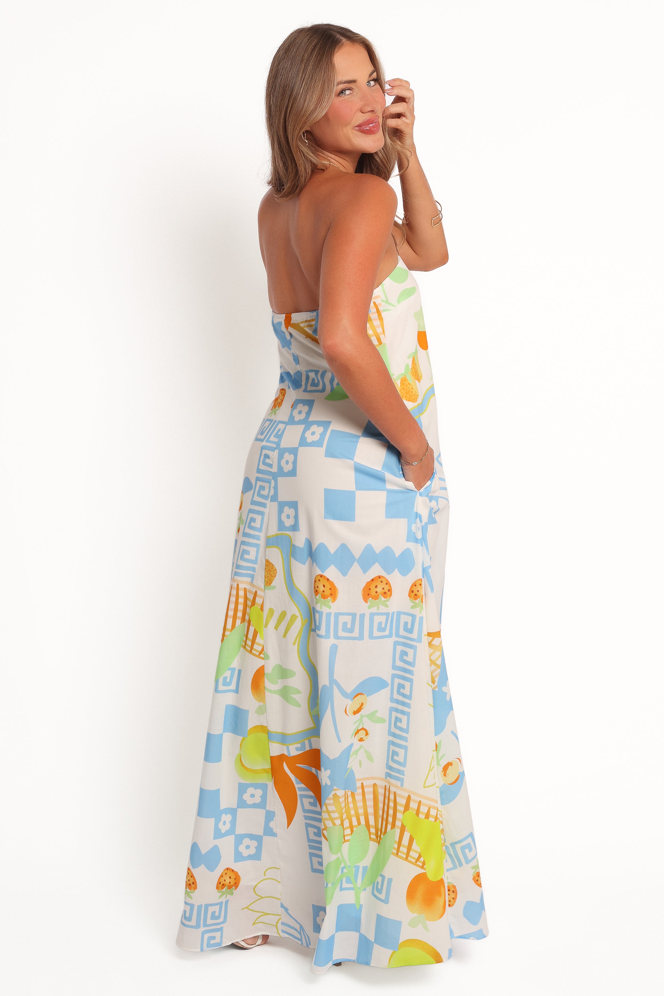 Kaelani Strapless Maxi Dress - Multi Print