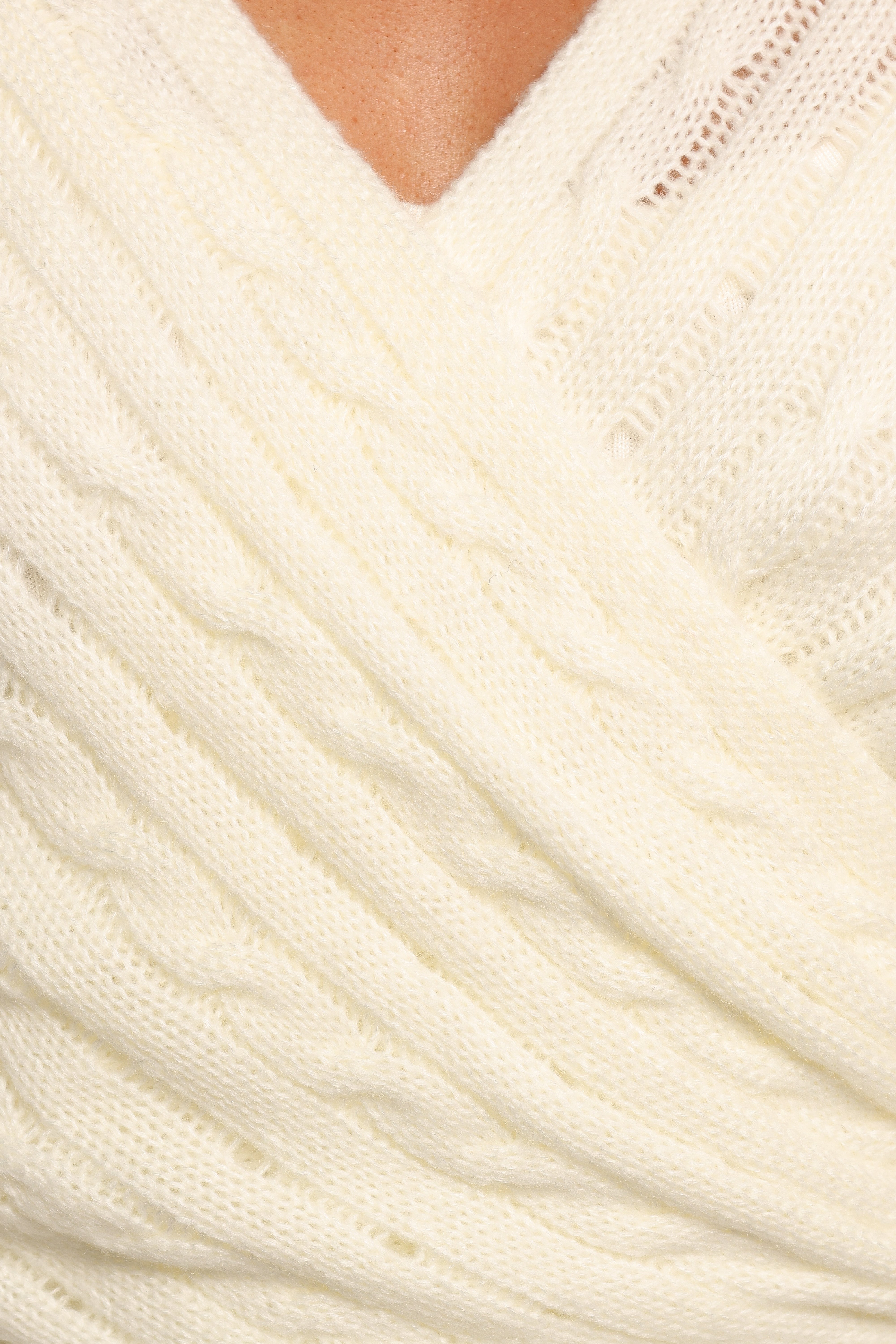 Kaelie Wrap Front Knit Top - White