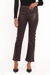 Kalindi Coated Cropped Bootcut Jean - Espresso