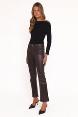 Kalindi Coated Cropped Bootcut Jean - Espresso