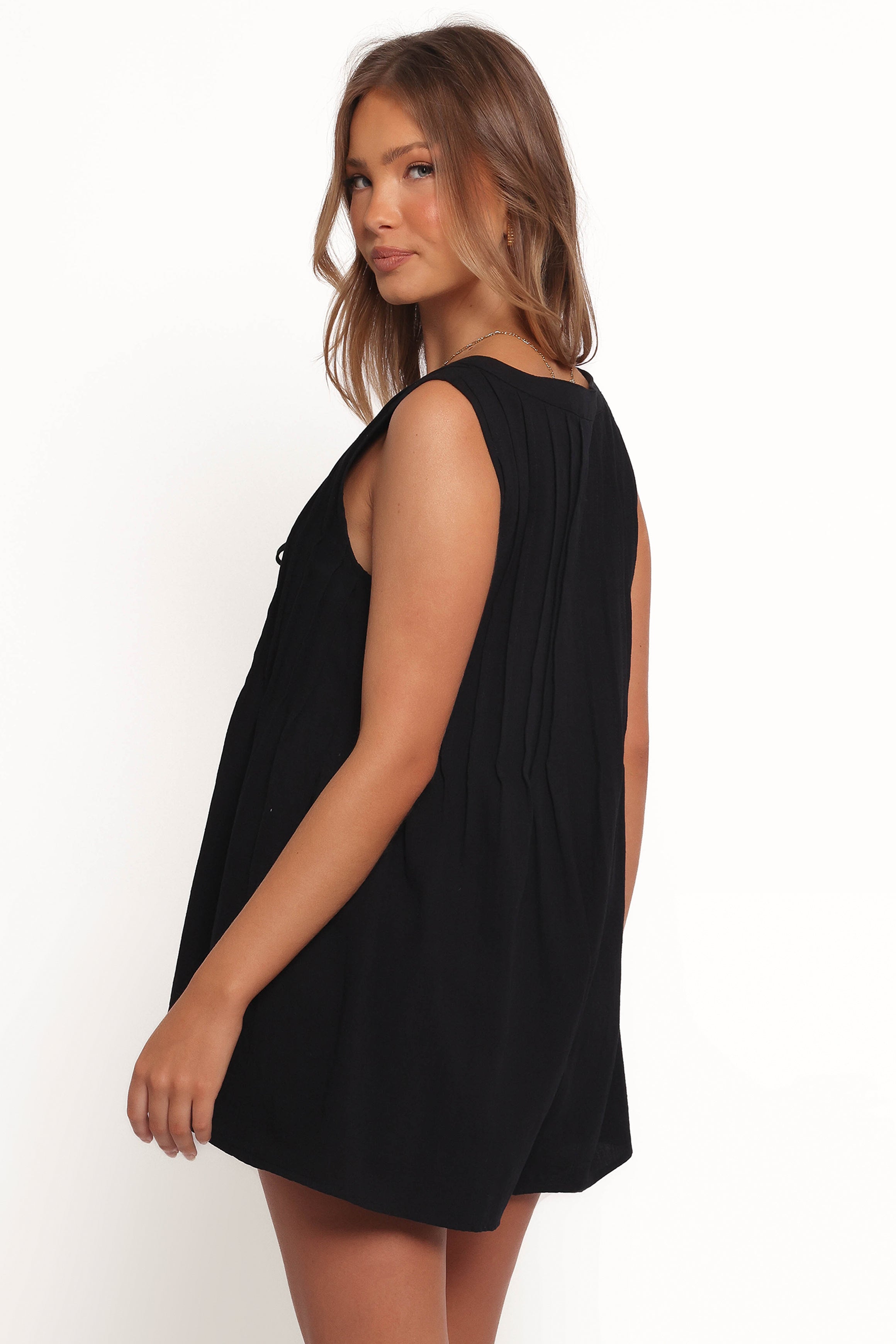 Kallie Tie Front Romper - Black