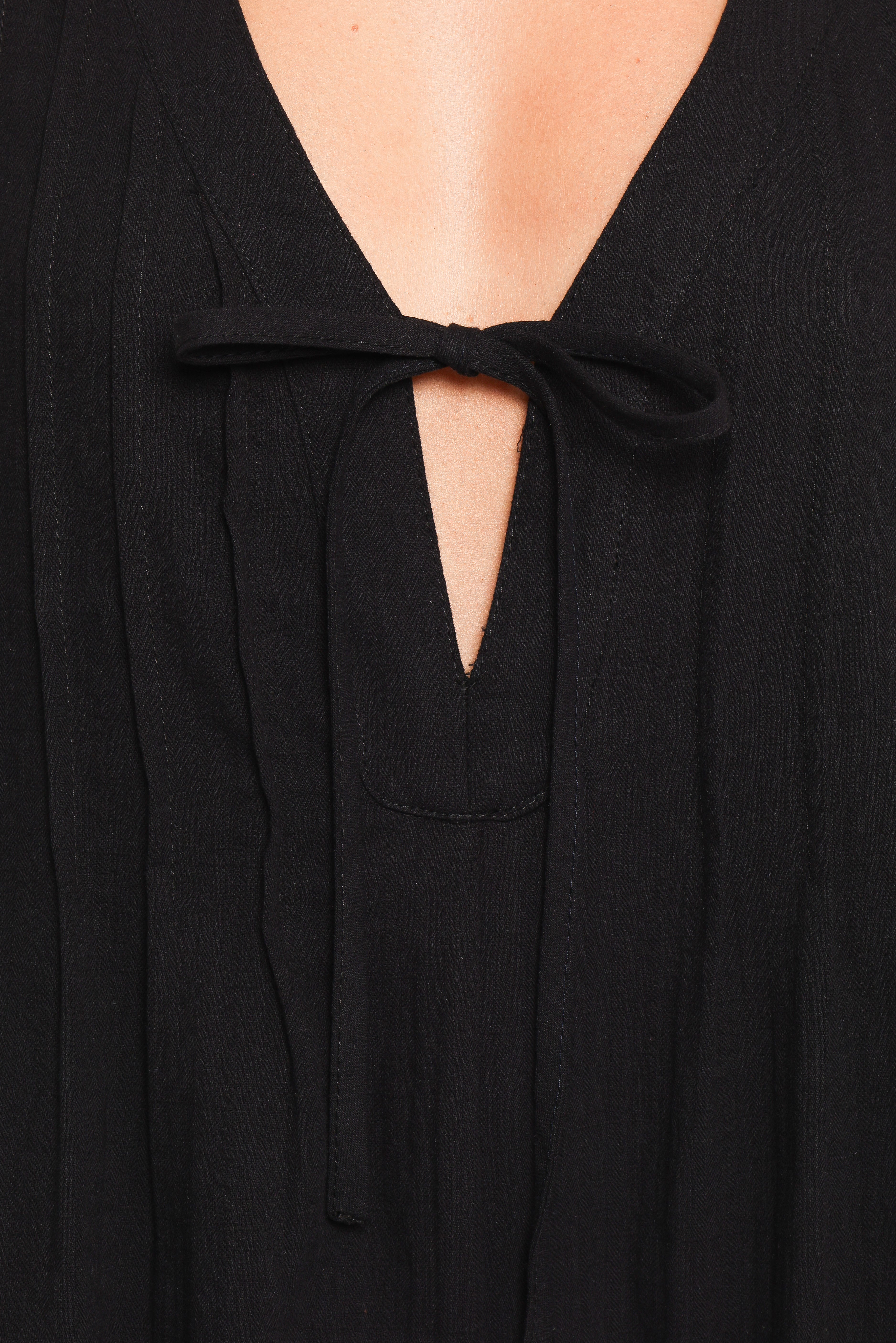 Kallie Tie Front Romper - Black