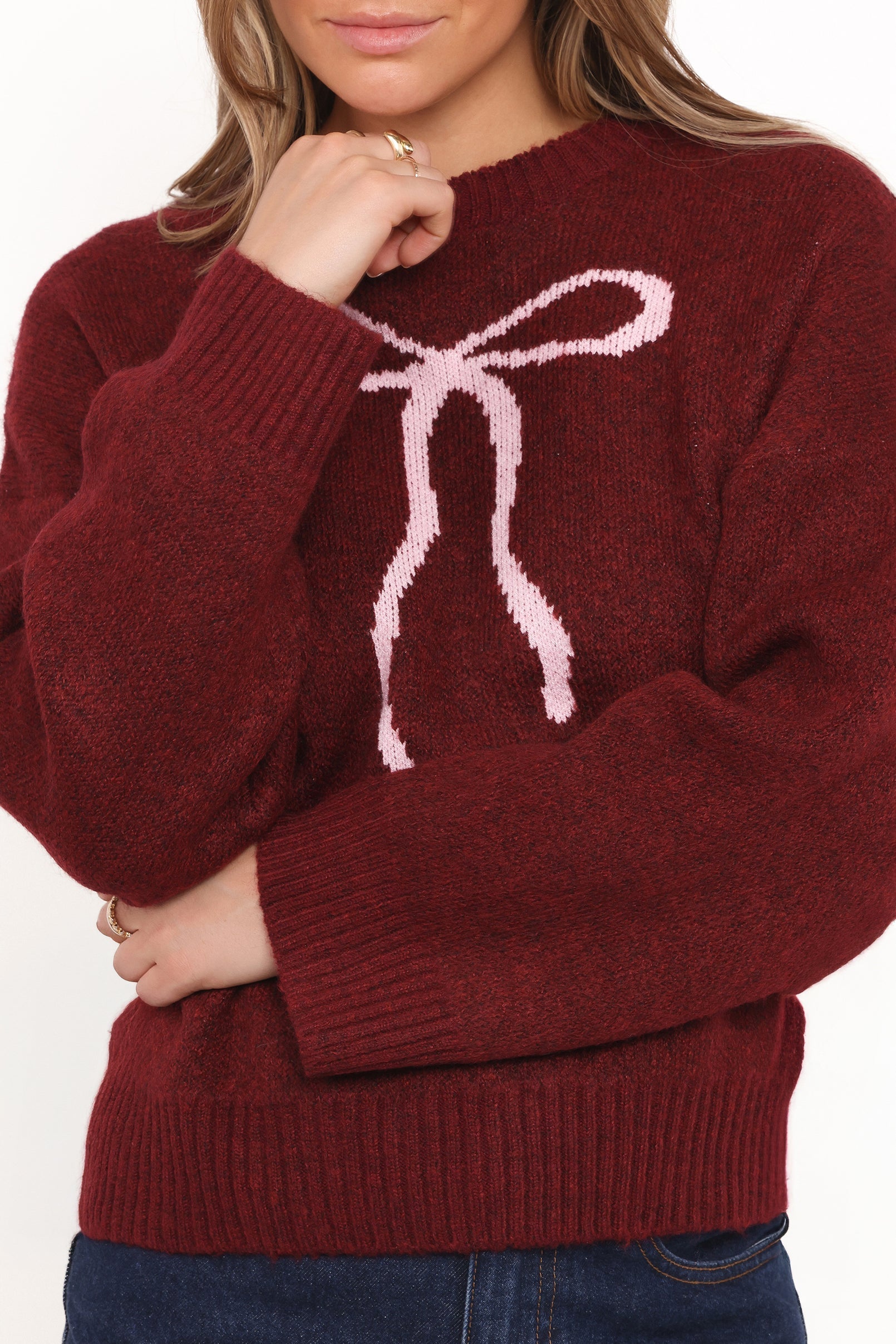 Kaori Bow Sweater - Burgundy