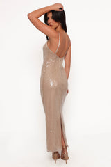 Karley Sequin Maxi Dress - Beige