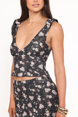 Kedra Tie Shoulder Top - Dark Floral
