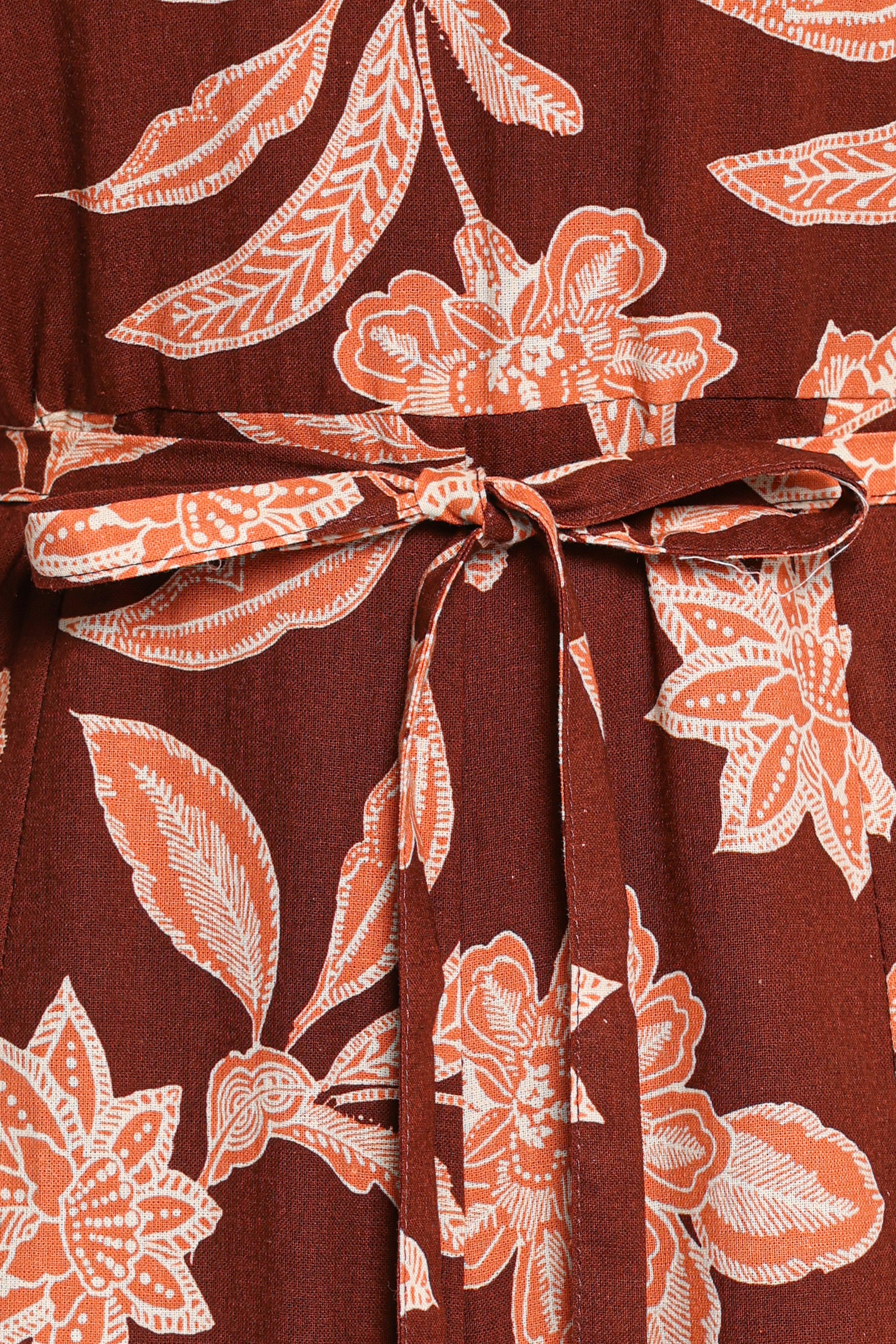 Kehlani Halterneck Jumpsuit - Orange Floral