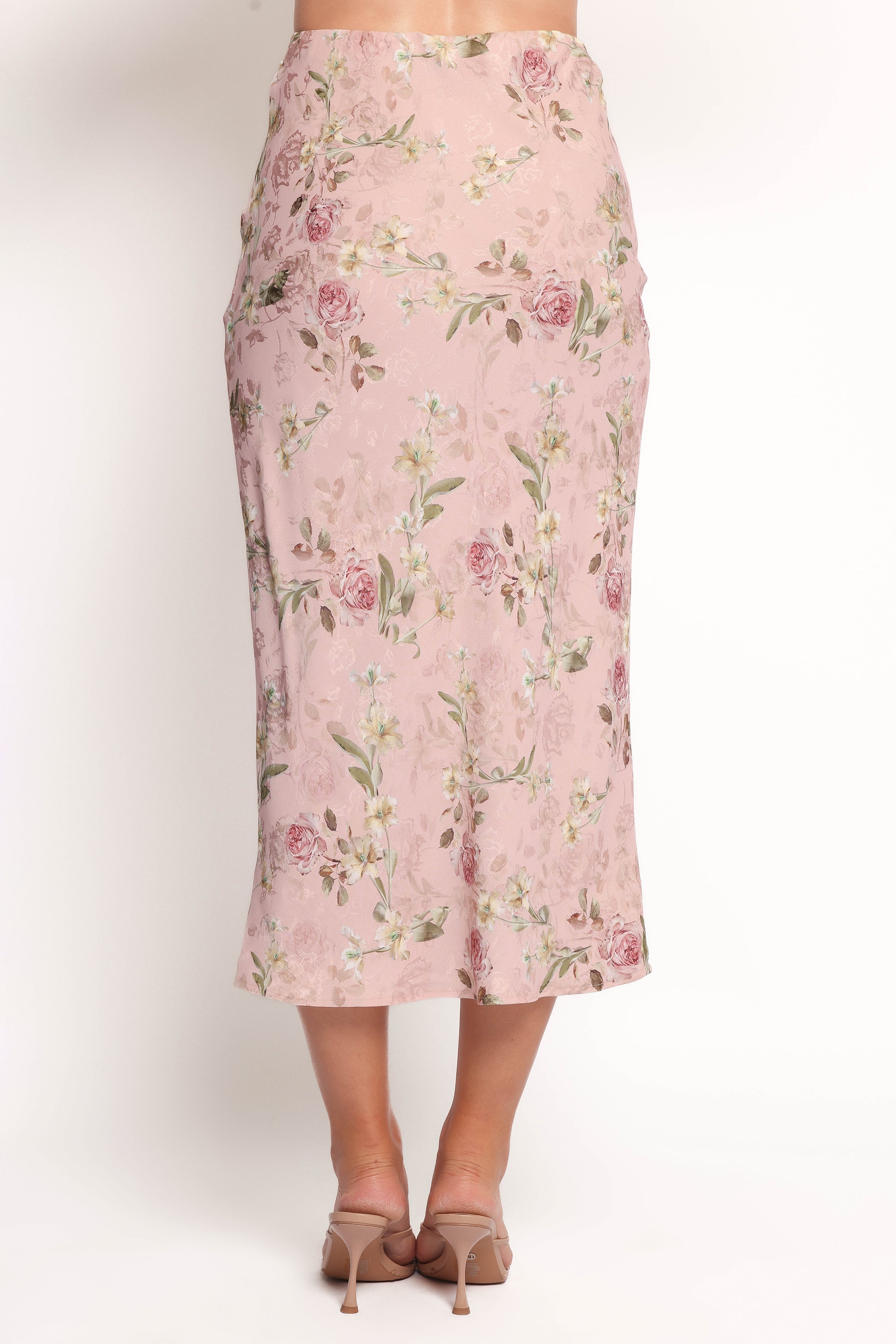 Kenna Satin Midi Skirt - Blush Rose