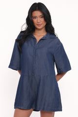 Kiya Denim Romper - Dark Denim