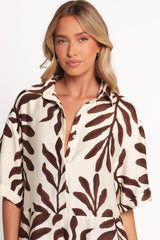 Kiya Drop Waist Playsuit - Brown Palm