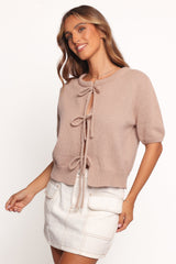 Koskie Tie Knit Top - Taupe