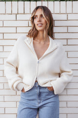 Kourtney Zip Cardigan - Cream