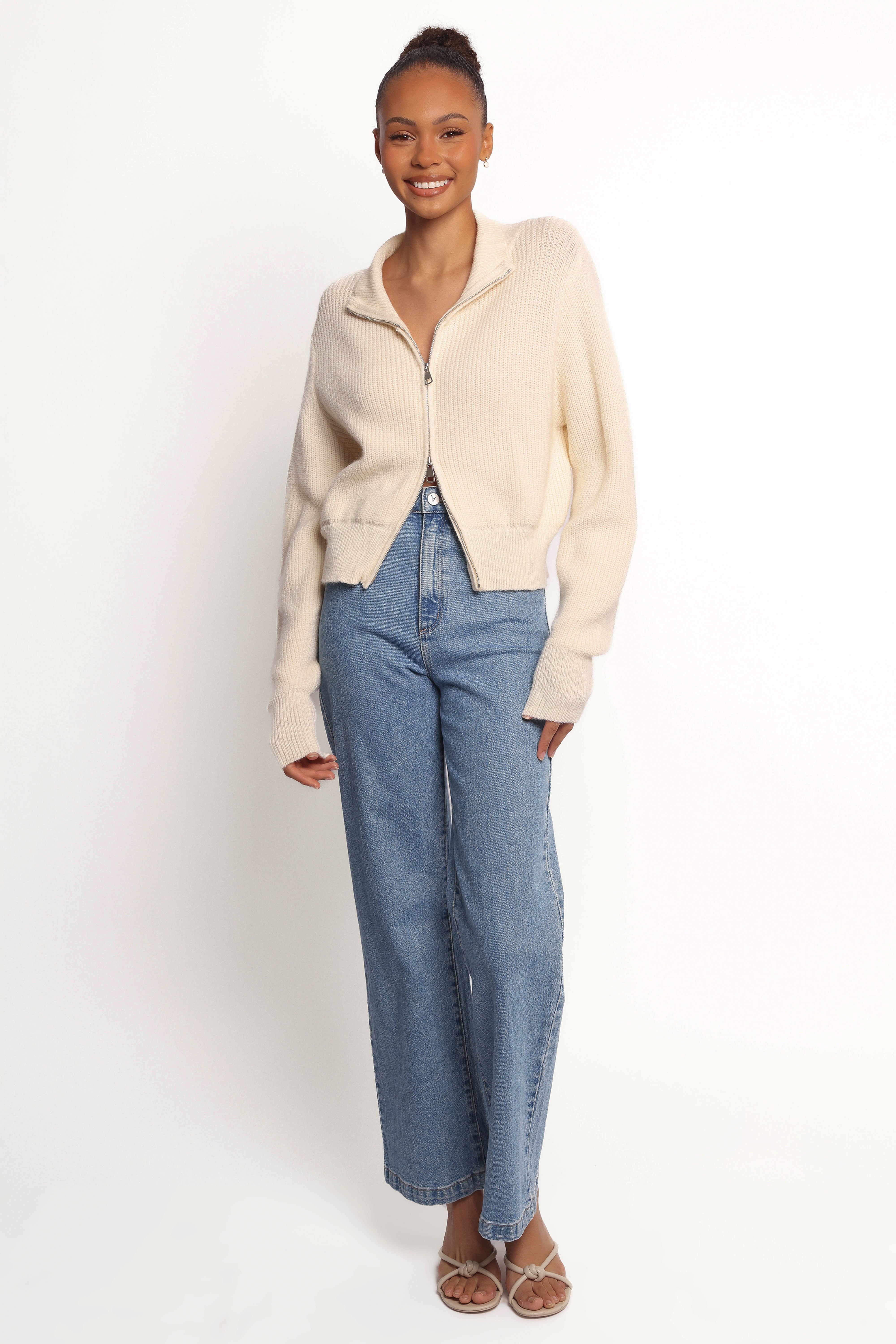 Kourtney Zip Cardigan - Cream
