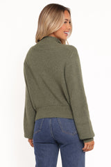 Kourtney Zip Cardigan - Olive