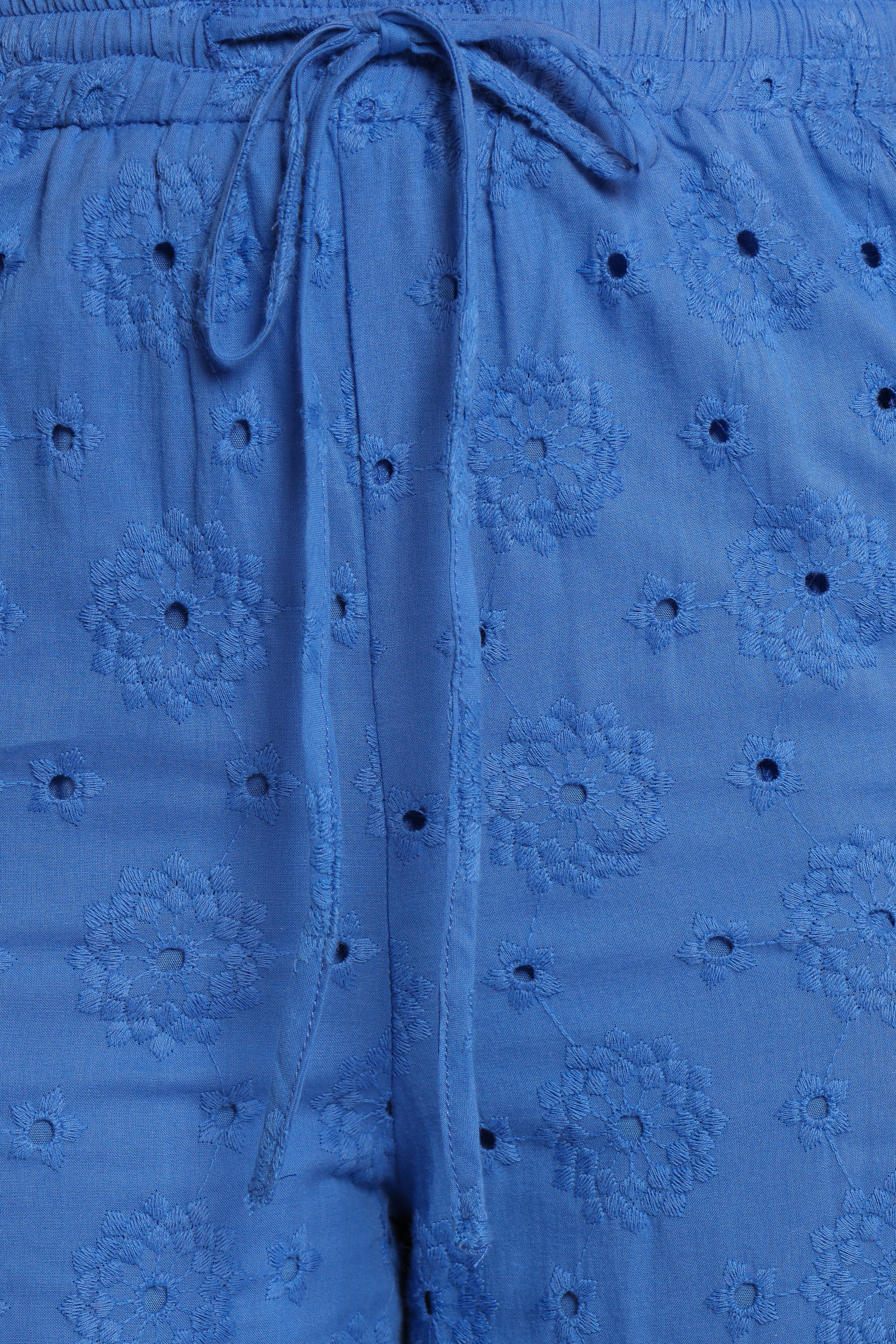 Katya Embroidered Pants - Cobalt