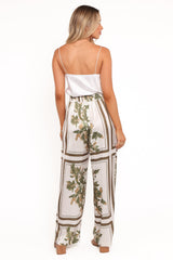 Lara Wide Leg Pants - Olive Print