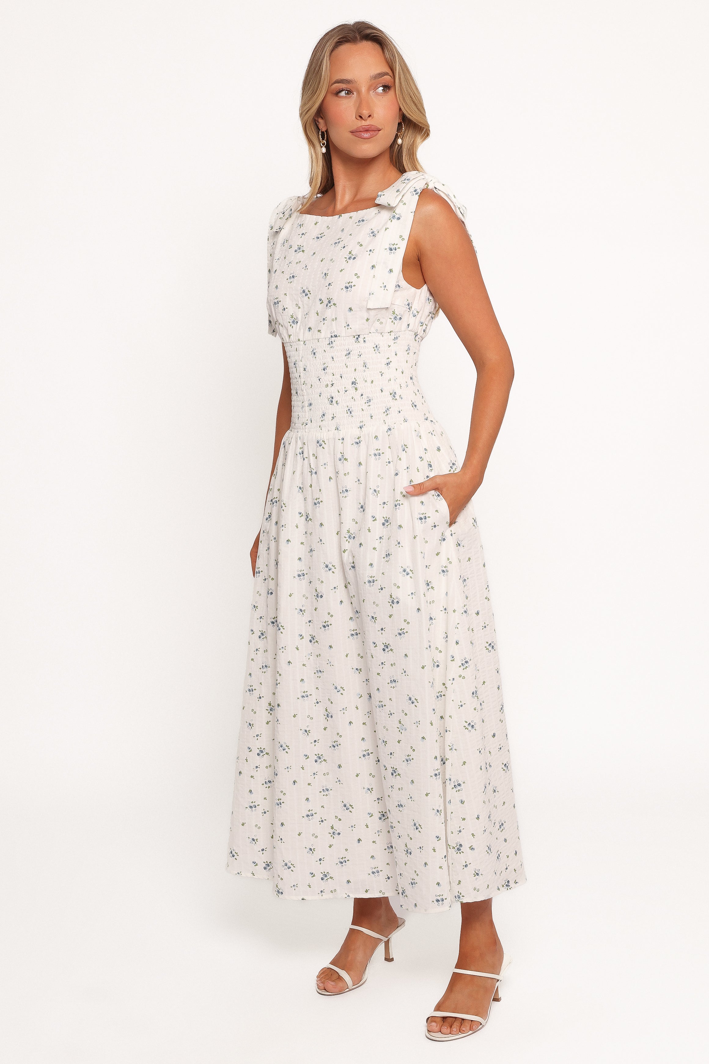 Leticia Midi Dress - Blue Ditsy Floral
