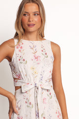 Levin Midi Dress - White Floral