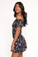 Lewis Mini Dress - Black Floral