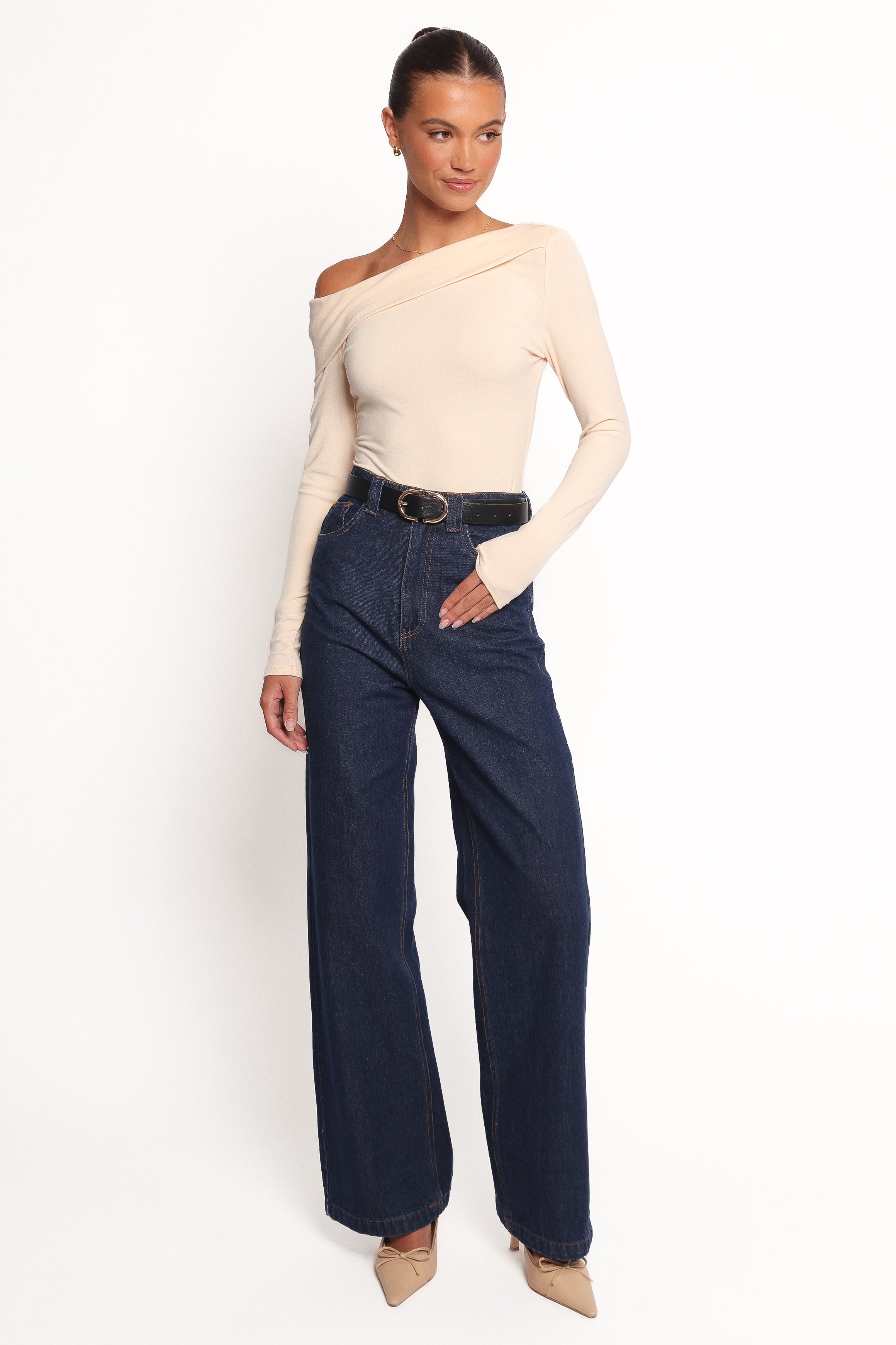 Liah Off Shoulder Knit Top - Cream