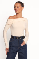 Liah Off Shoulder Knit Top - Cream