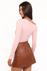 Catania Faux Leather Mini Skirt - Camel Brown