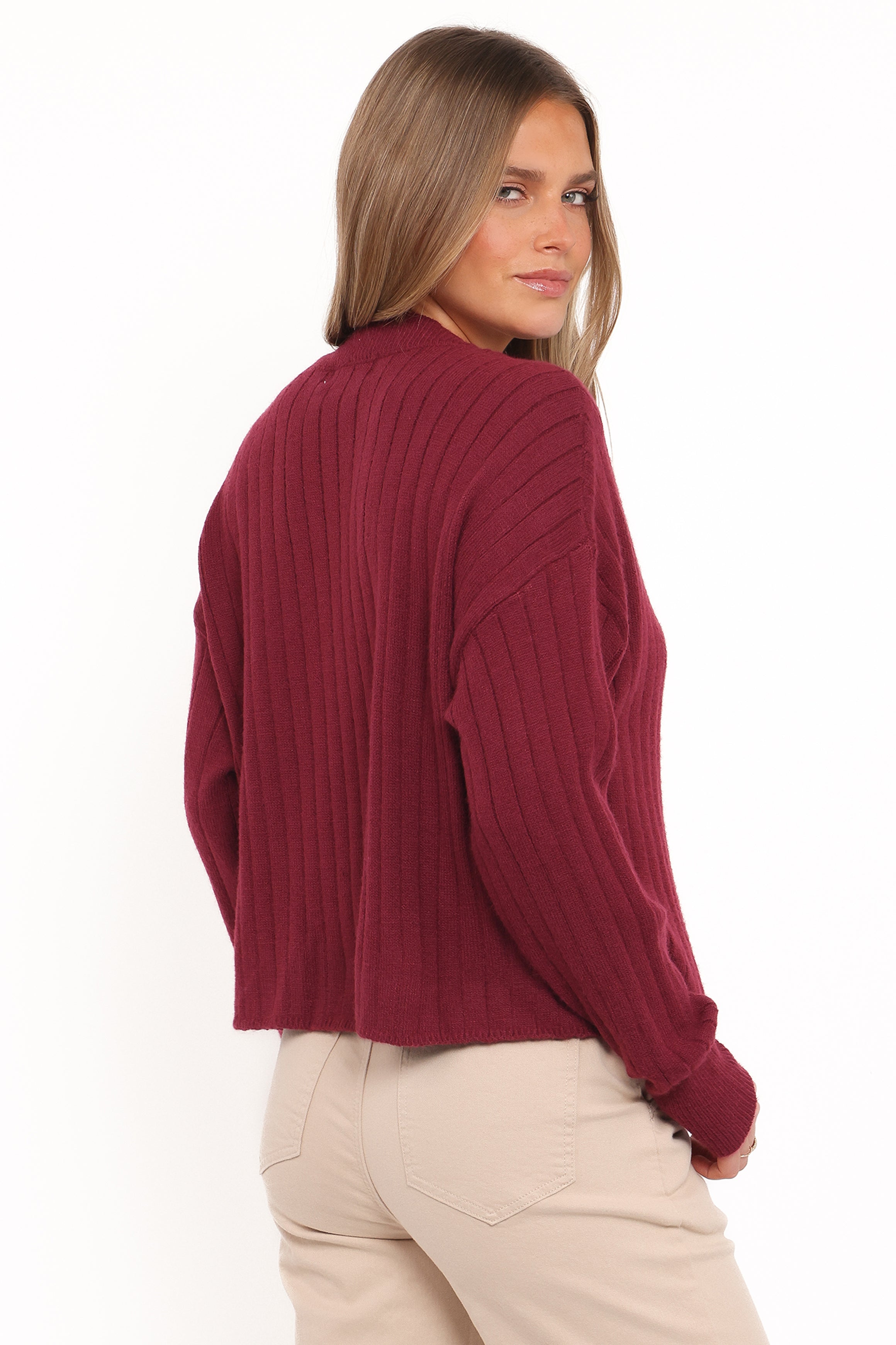 Loulani Heart Button Cardigan - Cherry