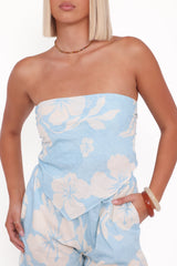 Lourdes Top - Blue Hibiscus