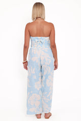 Lourdes Wide Leg Pant - Blue Hibiscus