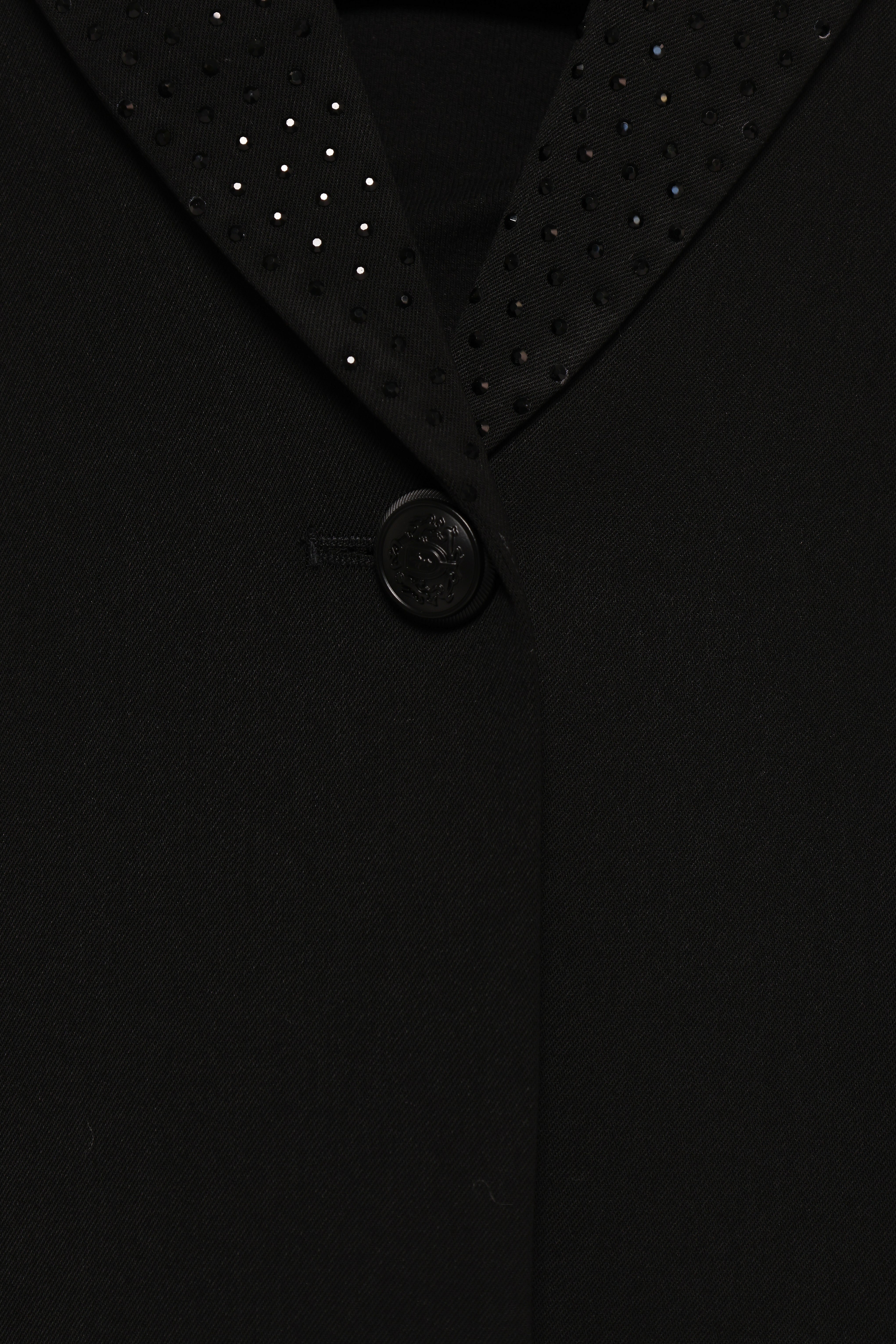 Luda Rhinestone Collar Single Button Blazer - Black