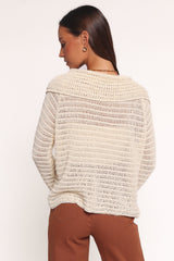 Lyra Large Collar Cardigan - White