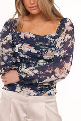 Maia Long Sleeve Top - Navy Floral