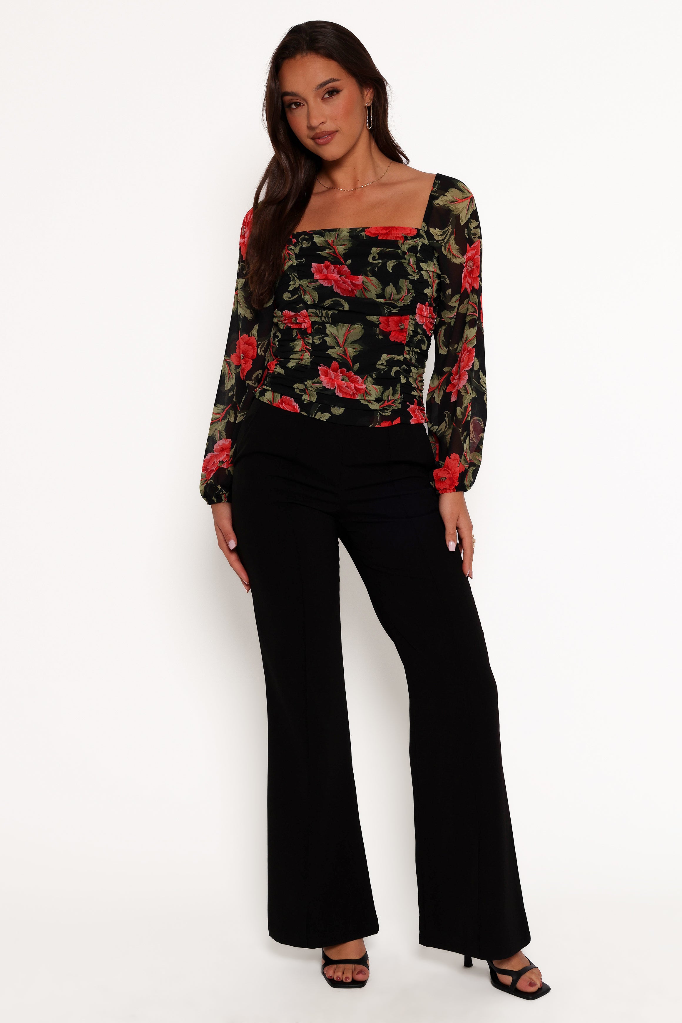 Maia Long Sleeve Top - Black Floral