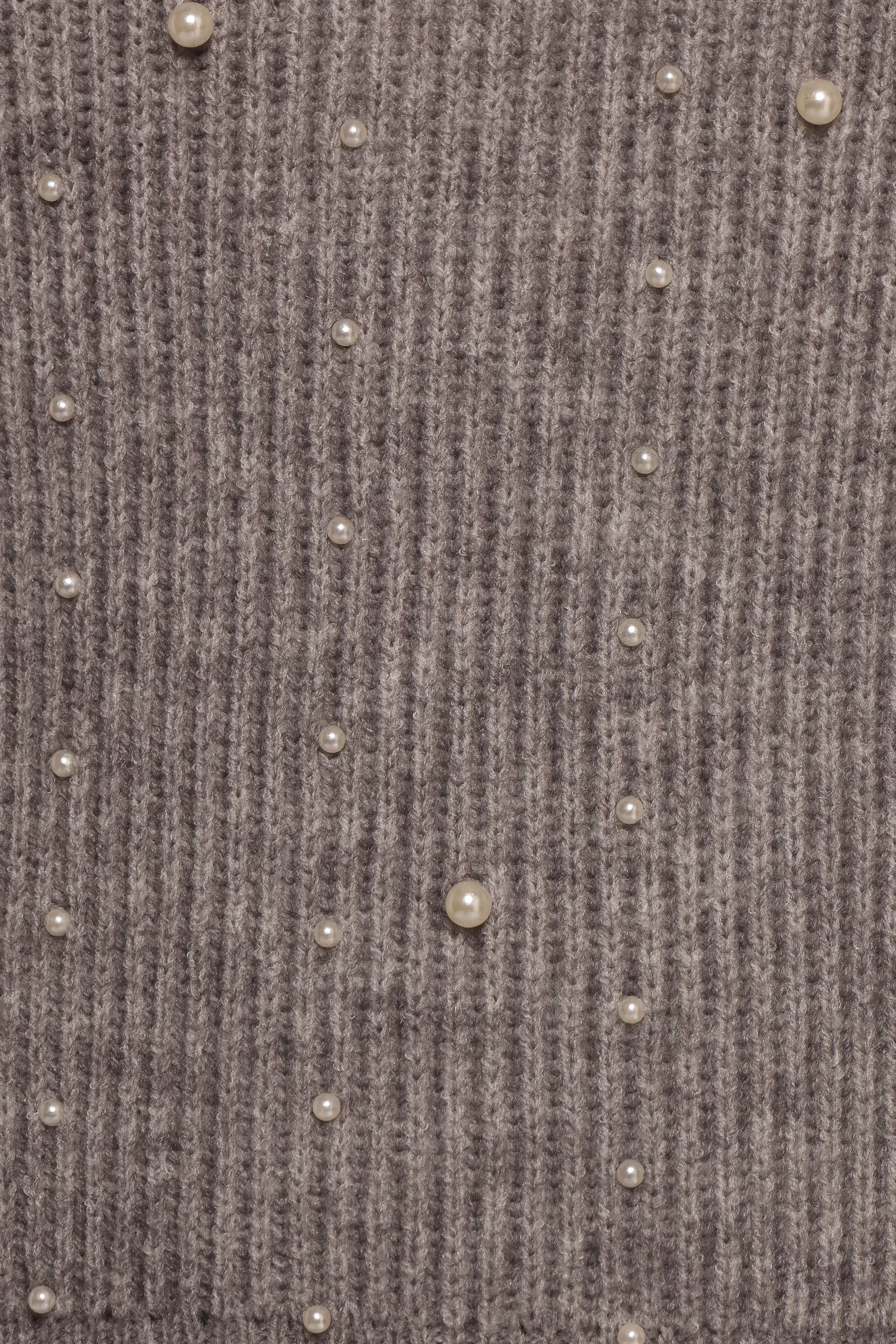 Makena Pearl Detail Knit Sweater - Heather Grey